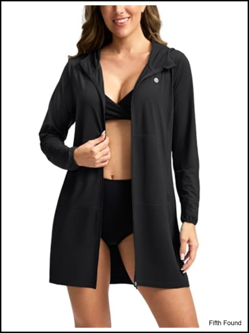 Women's UPF 50+ Long Sleeve Hooded Swim Cover Up Full Zip Sun Protection
